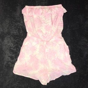 H&M Pink & White Palm Tree Romper US 6